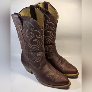 PD Tuff Men's 8.5M Brown Pull On  Western Work Boots USA Oil Resistant Soft Toe